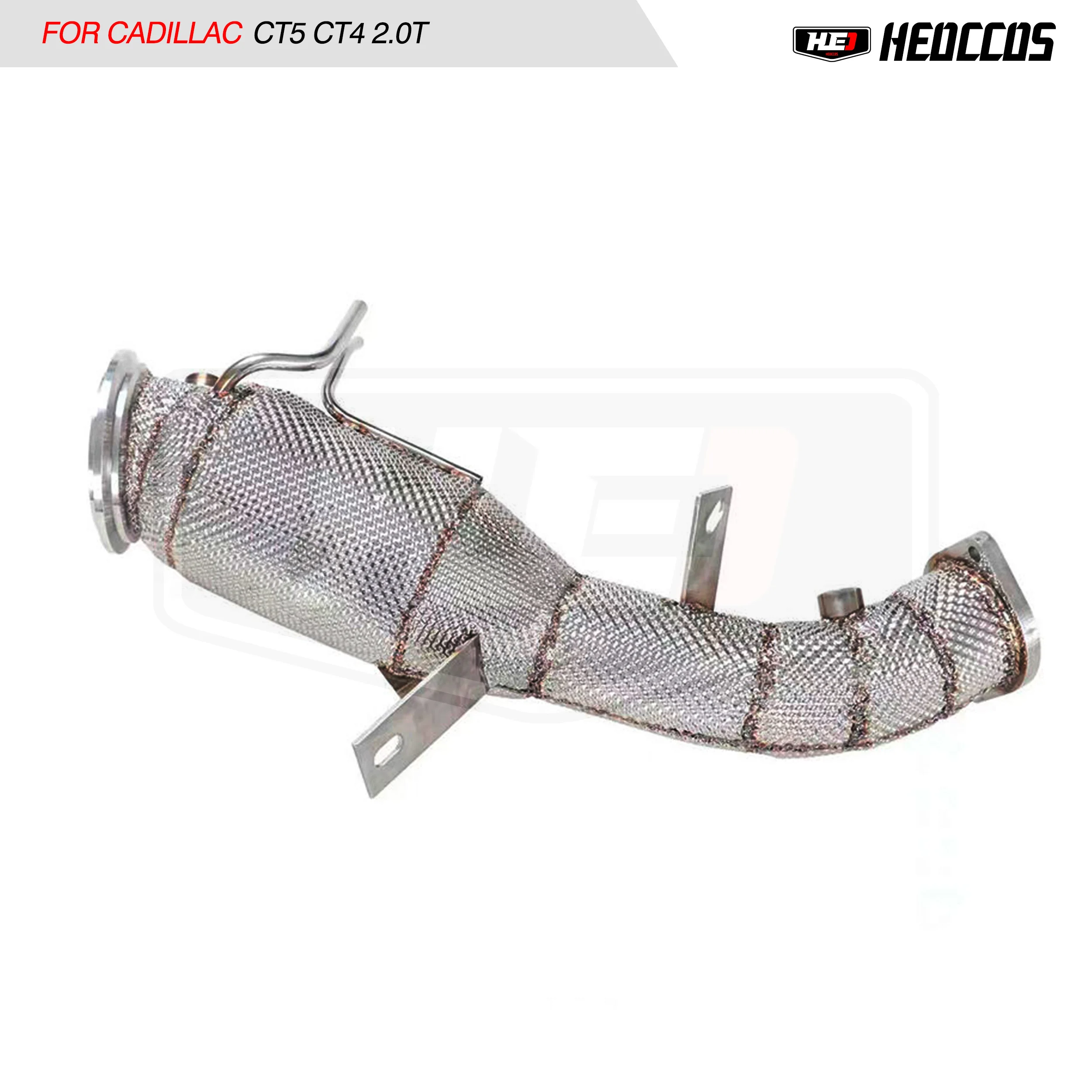 HEO High Quality SS304 Stainless Steel Exhaust Downpipe For Cadillac CT5 CT4 2.0T Catted Downpipe With Heat Shield