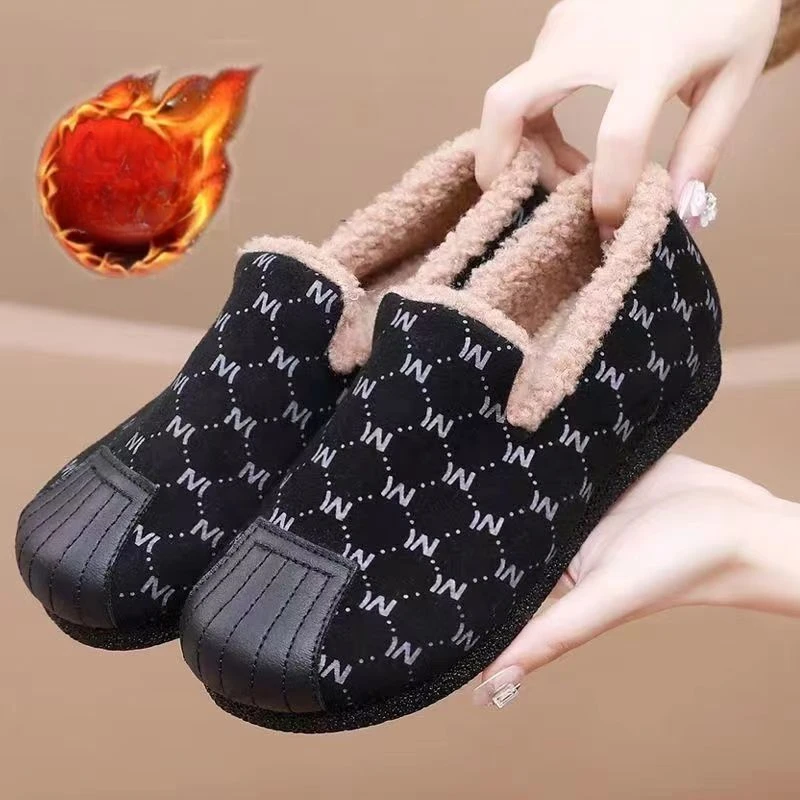 

Winter Thickened Fashion Woolen Burst A Slip-on Casual Women's Cotton Zapatos Mujer Soft Sole Velvet Shoes Hot Selling