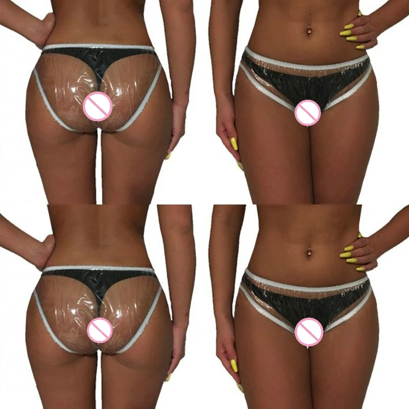 واضح شفاف PVC سراويل الترا لينة منخفضة الارتفاع مثير الملابس الداخلية النساء ملخصات بيكيني الساخن صفيق الملابس الداخلية البلاستيكية شير غير مرئية