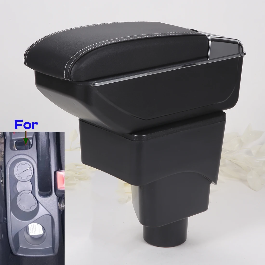 

For FORD EcoSport Armrest Box For Ford EcoSport 2013-2018 Car Armrest Interior Details Retrofit Car Accessories Storage Box
