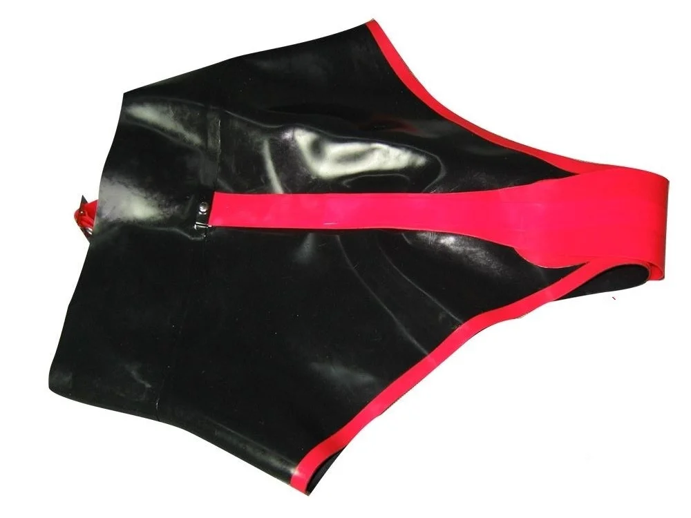 New Design Underwear 100% Latex Rubber Handsome Pink and Black Pants Shorts Size S-XXL