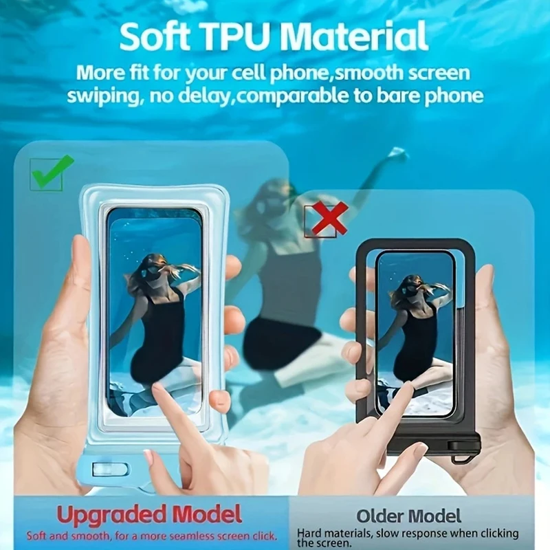 Transparent Waterproof Phone Case Touch Screen Under 7.0 Inches Mobile Phone Cover With Lanyard Phone Sealed Bag Swimming&Diving view 3