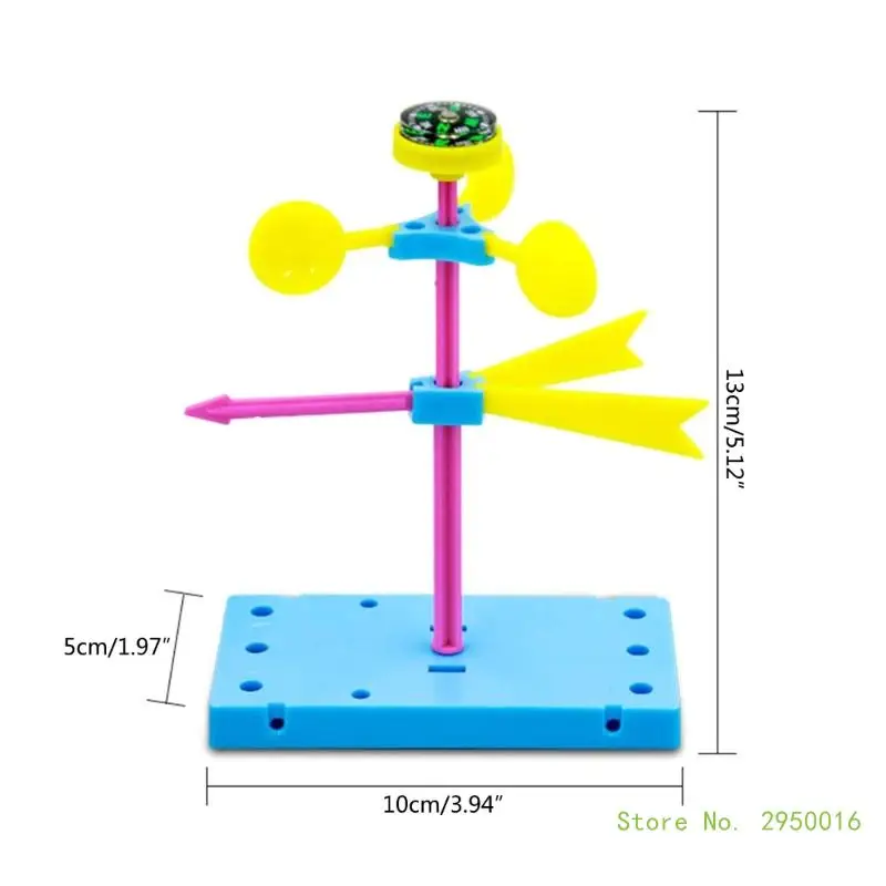 Jouet de mesure de la vitesse du vent pour enfants, anémomètre fait à la main, modèle de girouette en plastique bricolage, expérience physique, 1 ensemble