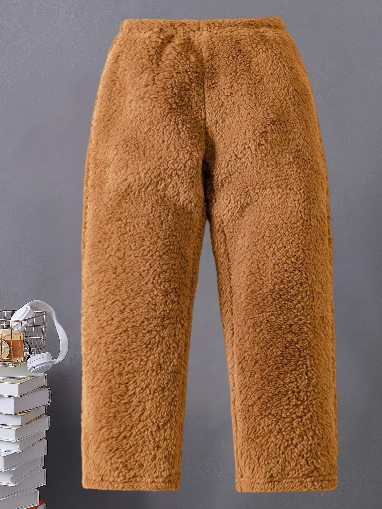 Winter kids girls with fleece thickened brown coral fleece warm lazy breeze soft comfortable skin friendly casual pants