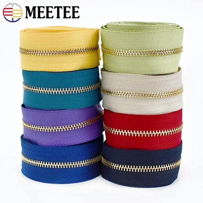 2/3/5M 3# Metal Zipper Tapes Bag Continuous Zippers Coil Purse Luggage Zip Slider Jacket Zips Cabbage Garment Sewing Material