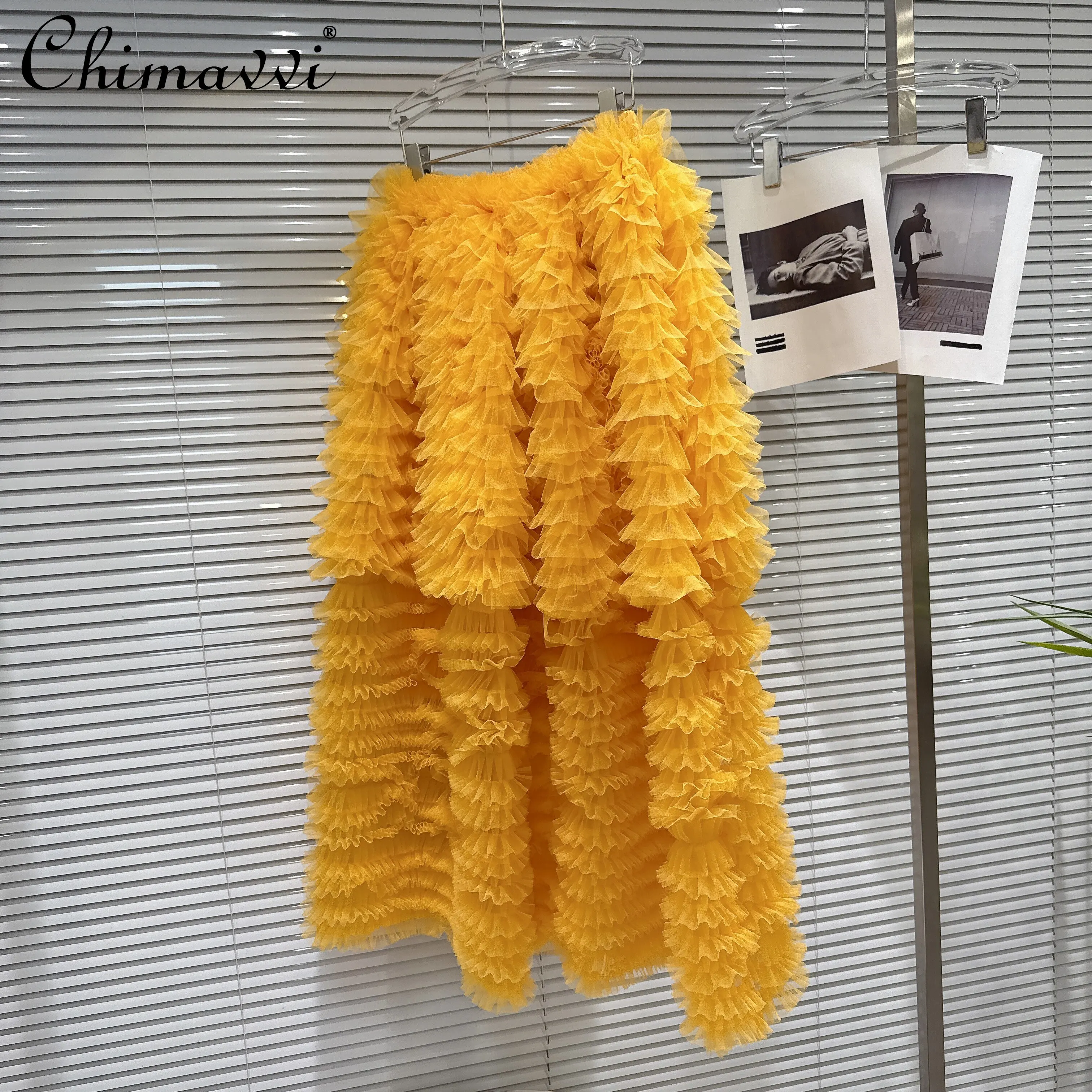 

2026 Spring French Elegant Fashion Elastic High-Waisted Sweet Cake Skirts Heavy Industry Multi-Layer Mesh Long Skirt for Women