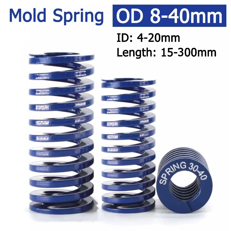 1pcs Blue Light Load Die Mold Spring Compression Spring Steel Outer Diameter 8 10 12 14 16 18 20 22 25 27 30 35mm Length 15-300