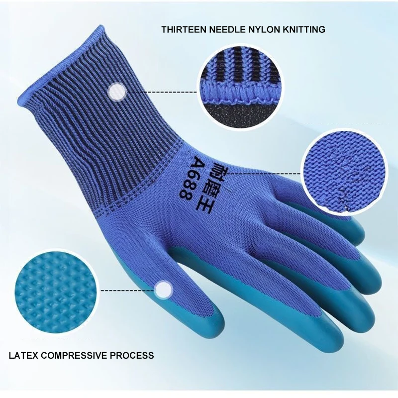 Pressive Latex Labor Glove Gloves Abrasion-resistant Plastic Gloves Thickened Glove Gloves With Glue Working Gloves