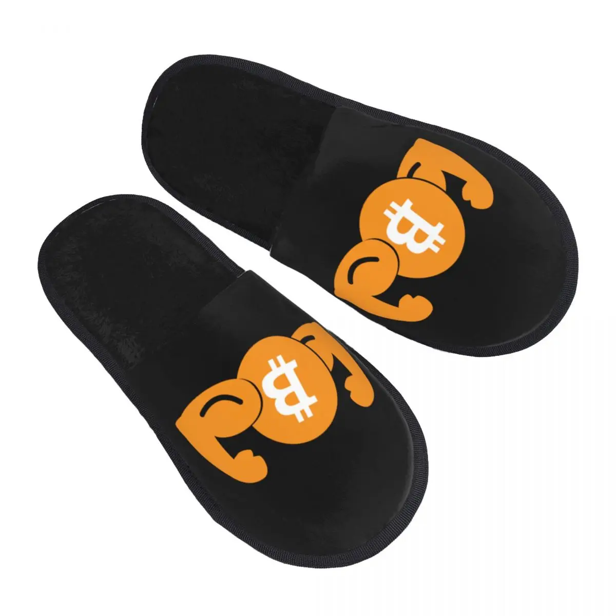 Custom Print Women Bitcoin Get Your Power House Slippers Soft Warm BTC Crypto Coins Memory Foam Fluffy Slipper Indoor Shoes