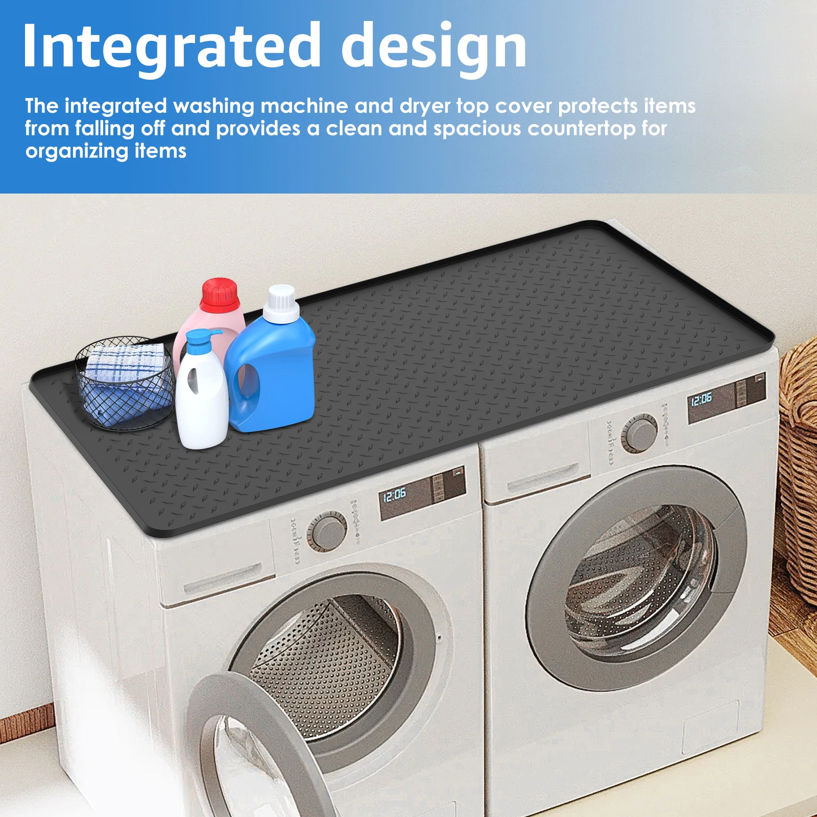 Silicone Washer Dryer Top Protector Waterproof Dustproof Dryer Top Protector Mat Versatile Washer Dryer Countertop Storage Pad