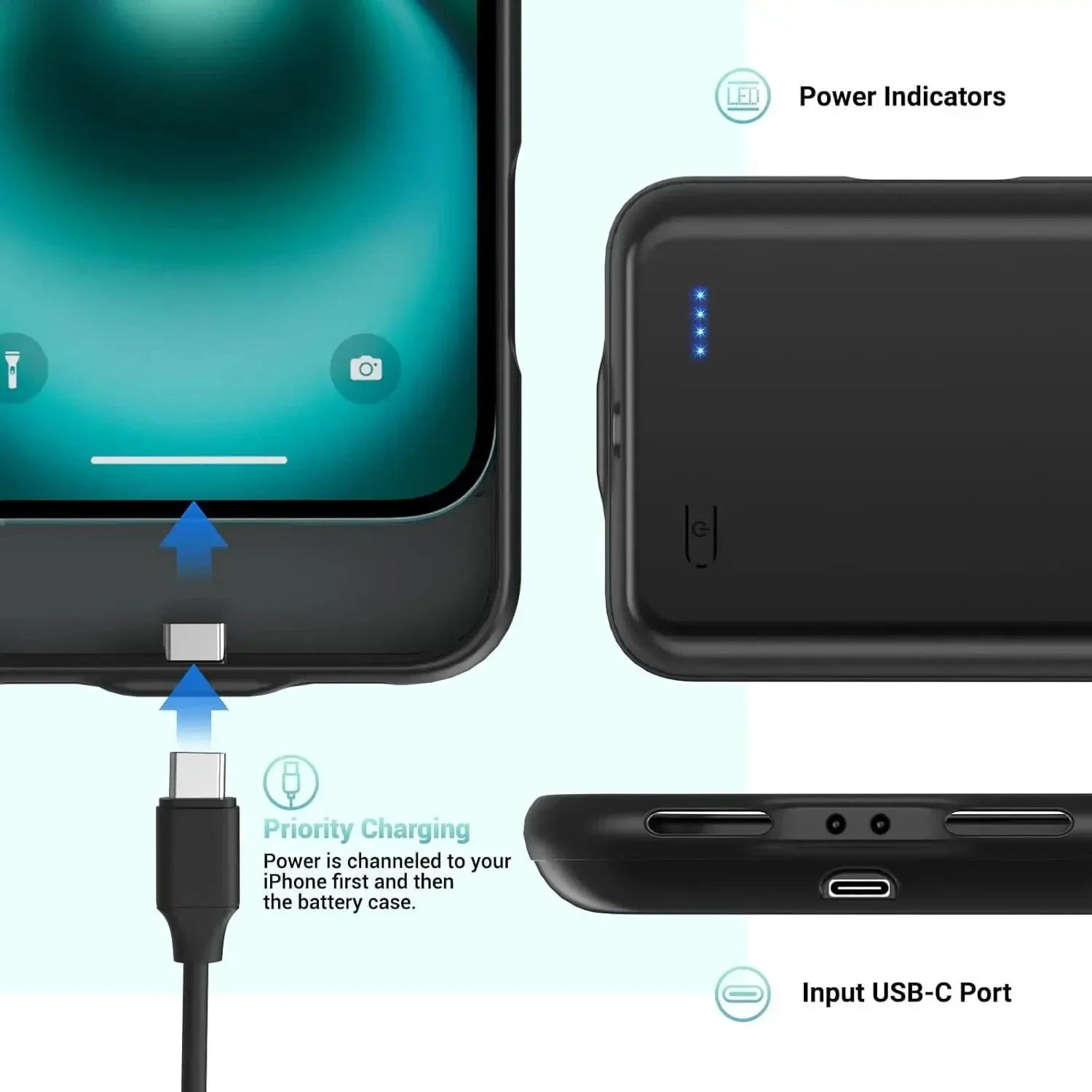 10000mAh آيفون 17 برو 16 زائد حافظة الطاقة 17 الهواء قوة البنك شحن غطاء شاحن البطارية آيفون 17 برو ماكس