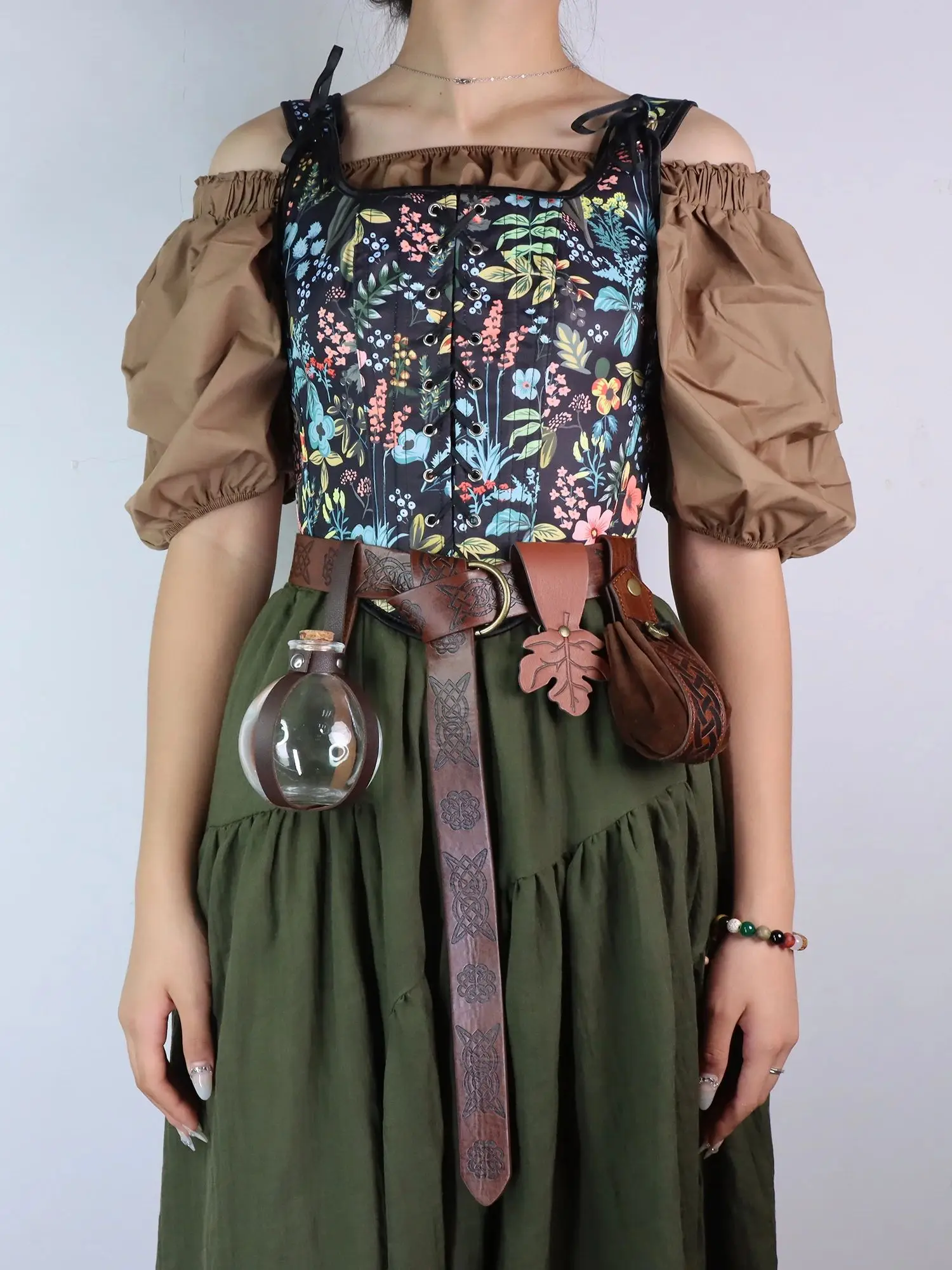 1/6 pièces accessoires Renaissance Pirate médiéval en cuir PU ceinture sac Potion en liège bouteille ceinture Halloween Cosplay Costume