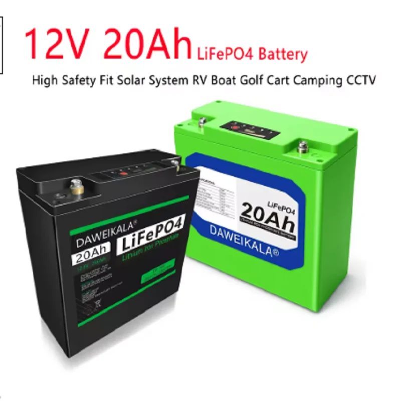 12V 20Ah LiFePO4 Deep-Cycle-Akku mit 20A BMS für Solar- und Windkraftsysteme, Camping und Aufsitzspielzeug