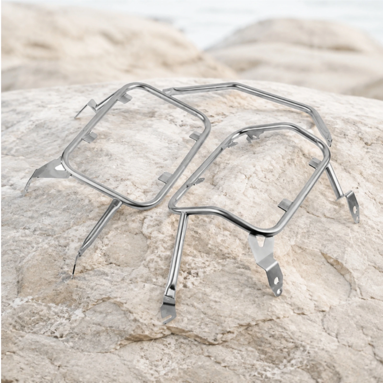 German-Engineered Motorcycle Luggage Rack Silver-Finish Motorcycle Luggage Rack with Support Bracket Easy to Install Streamlined