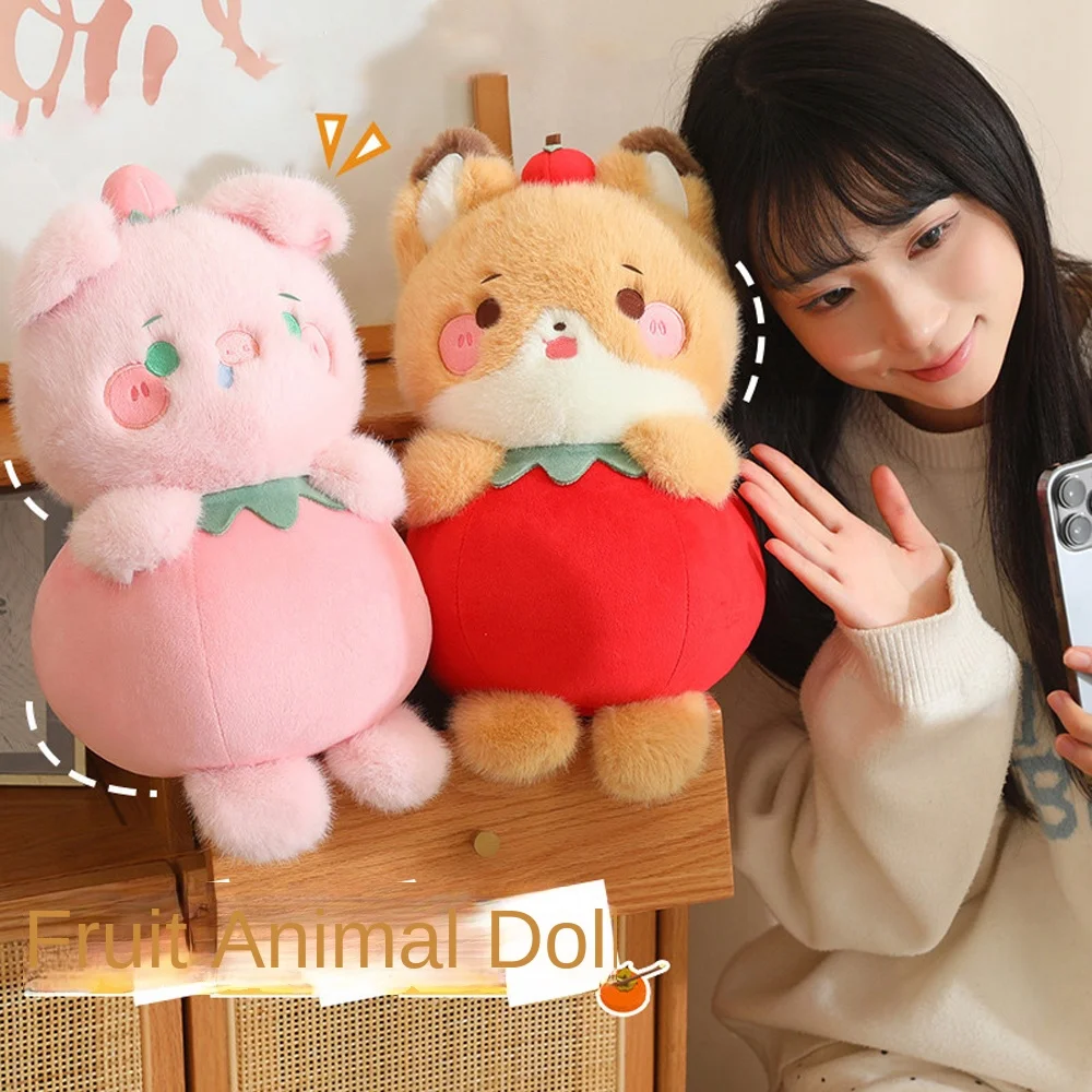 Kawaii Cartoon Fruit Animal Pig Dog Pumpkin Capybara Animal Soft Rabbit Stuffed Friends Gift