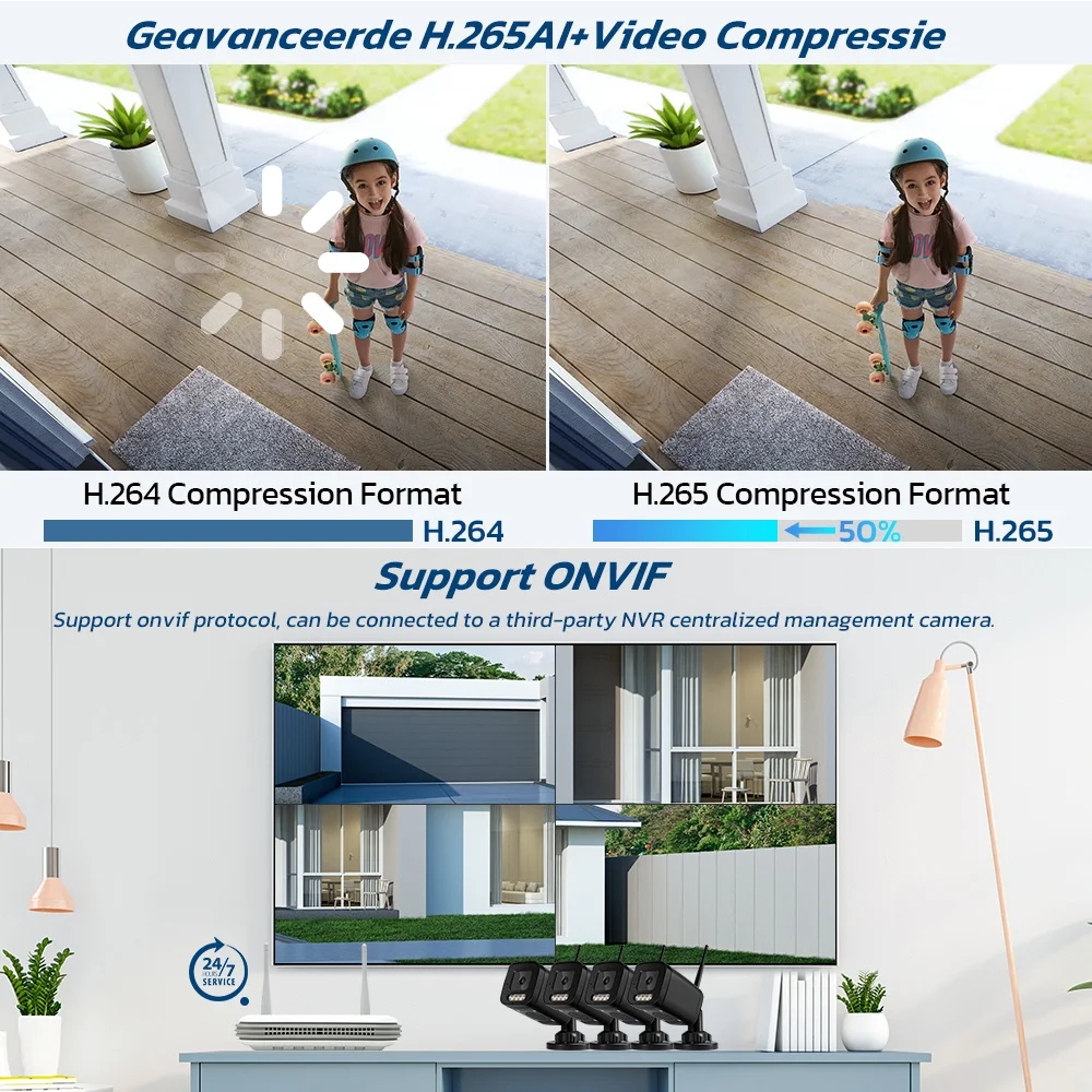 ABUNTU-cámara de vigilancia IP ONVIF de Metal para exteriores, videocámara de seguridad inalámbrica de 8MP, 4K, Wifi, detección humana, visión