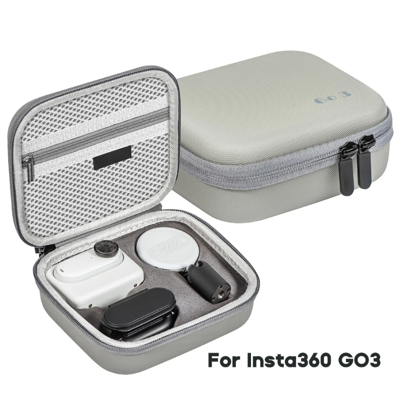 กระเป๋ากล้องพกพา PU กันน้ำกระเป๋าตาข่ายด้านในสำหรับ Insta360 GO3อุปกรณ์จัดระเบียบกล้องพร้อมถาดยึดด้านใน