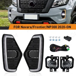 LED 안개 램프 DRL 주간 러닝 라이트 닛산 Navara NP300 프론티어 2020 2021 2022 운전 흰색 노란색 방향 지시등 12V