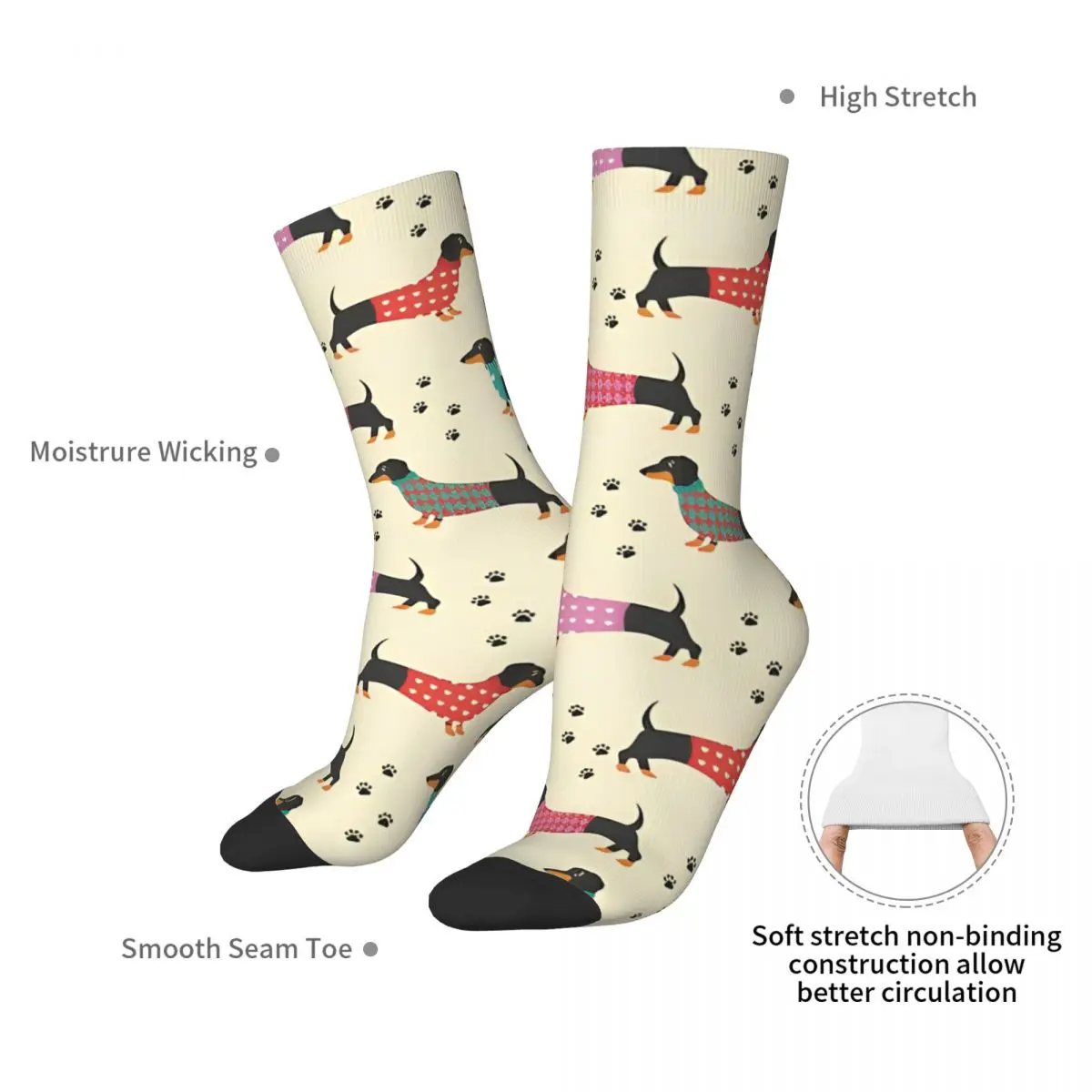 Dachshund Stockings Dackel Graphic Gothic Socks Winter Anti Slip Socks Men's Outdoor Warm Soft Socks