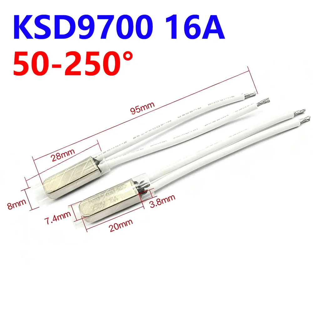 KSD9700 16A 50-250° 85 90 95 100 Metal Case Thermal Protector Thermostat AC250V Auto‑Reset Temperature Switch Normally Closed NC