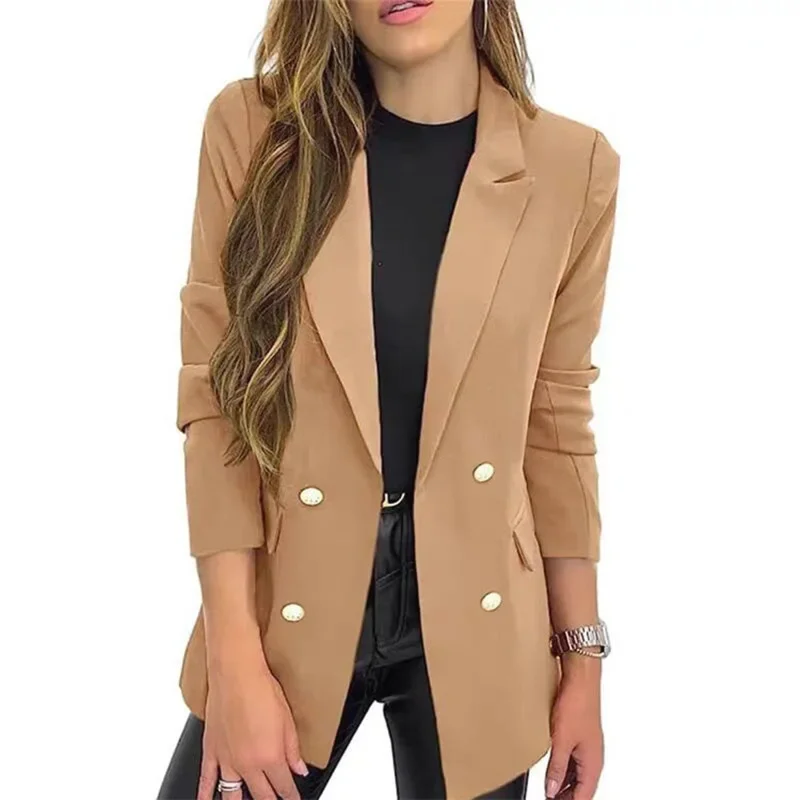 Women's Fashion Blazer Eam Vestido  Robe Jacket Women Office Clerk Outweawr Top Slim Double Breasted Coats Blazers for women