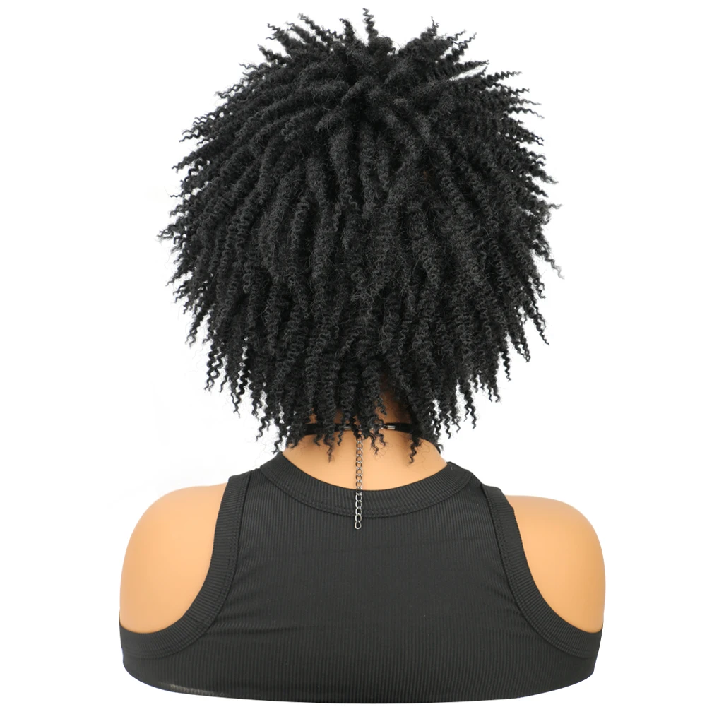 Parrucche corte nere afro ricce intrecciate per donne nere Parrucche per capelli finti Locs Parrucca corta Dreadlock Parrucche intrecciate twist crespi Sintetiche 1