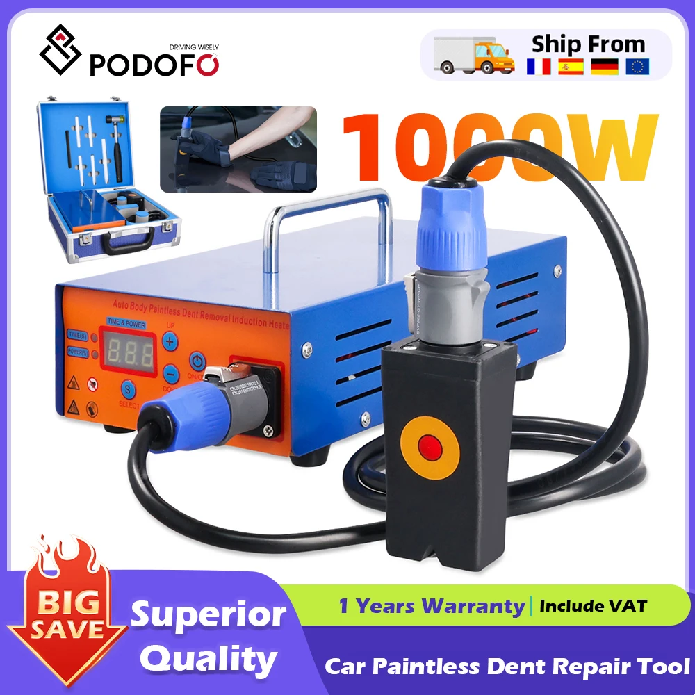 Podofo 1000W Magnetische Inductie Deuk Reparatie Machine Auto Verveloos Deuk Reparatie Tool Set Elektromagnetische Inductie Heater