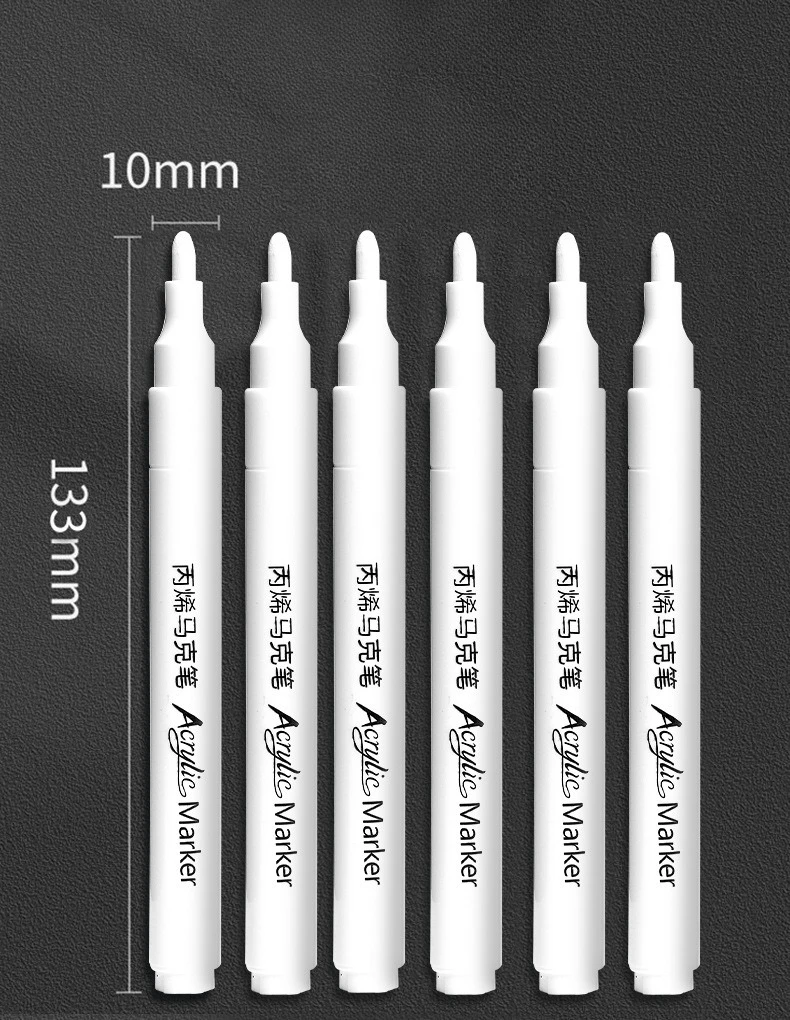 1/3/5 Pcs Student-specific white acrylic marker for sketching, highlighting, and oil-based quick-drying painting brush view 3