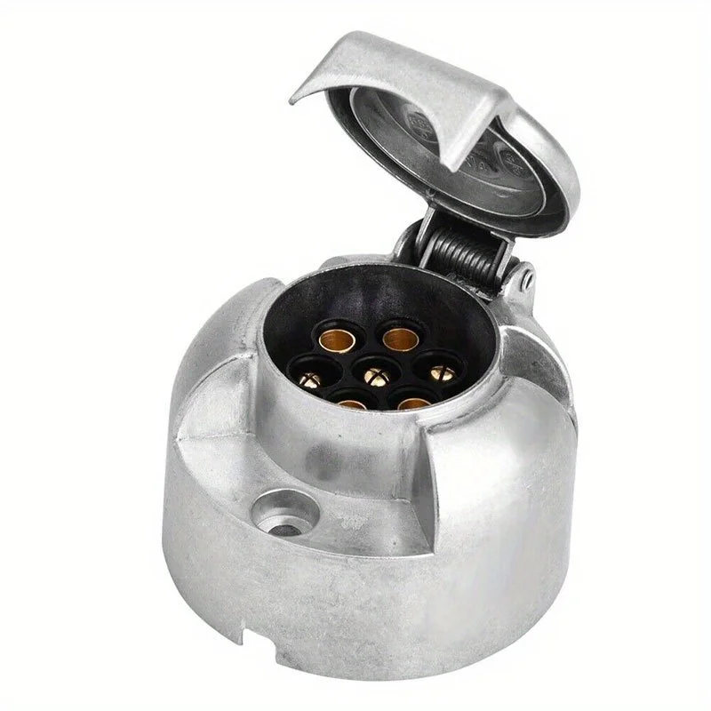 Trailer Socket Towbar Metal Aluminum Alloy Plug 7 Pin Trailer Truck Towing Electrics 12V Connector Replacement EU Plug Parts