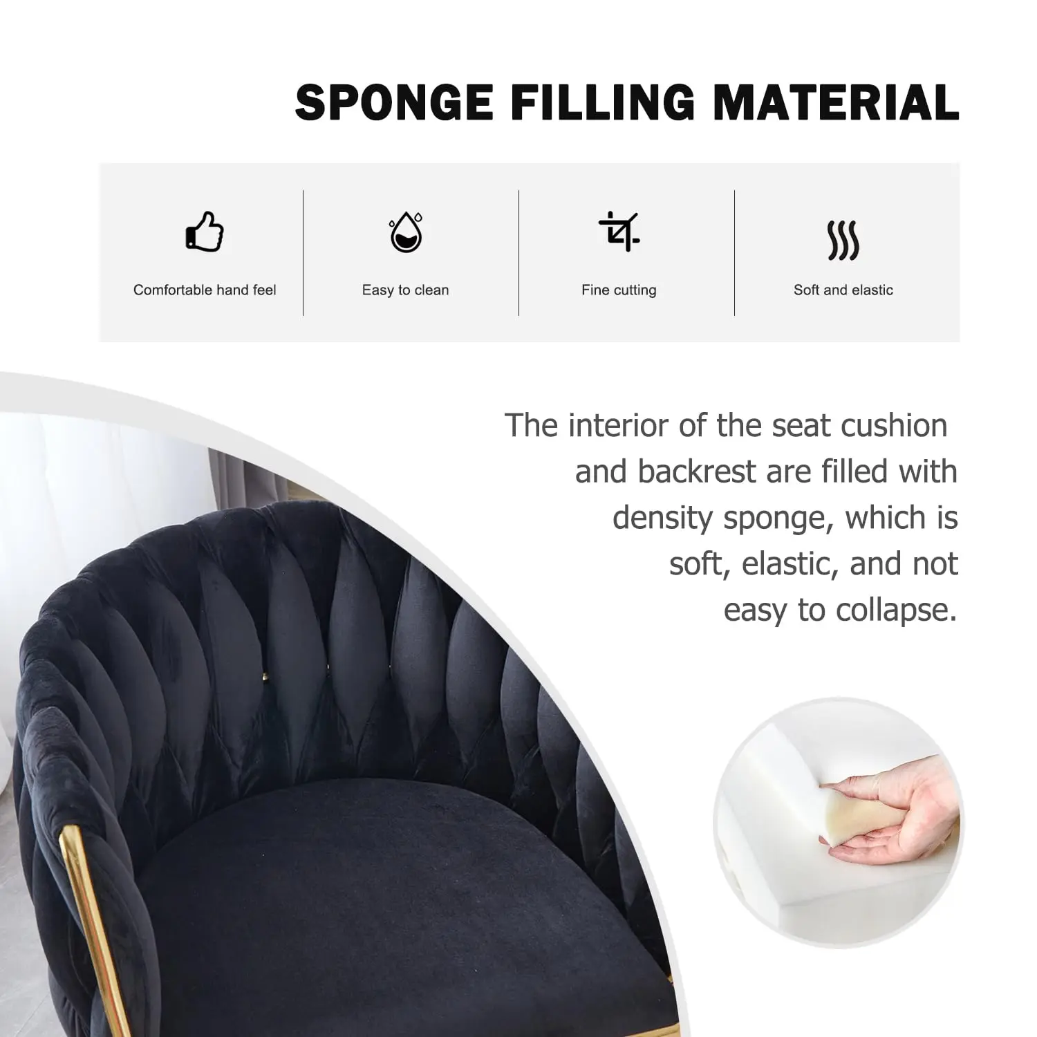 Black Velvet Bar Stools Set of 2 - Modern Adjustable Swivel Counter Height Chairs with Woven Back, Gold Metal Leg &, Customized