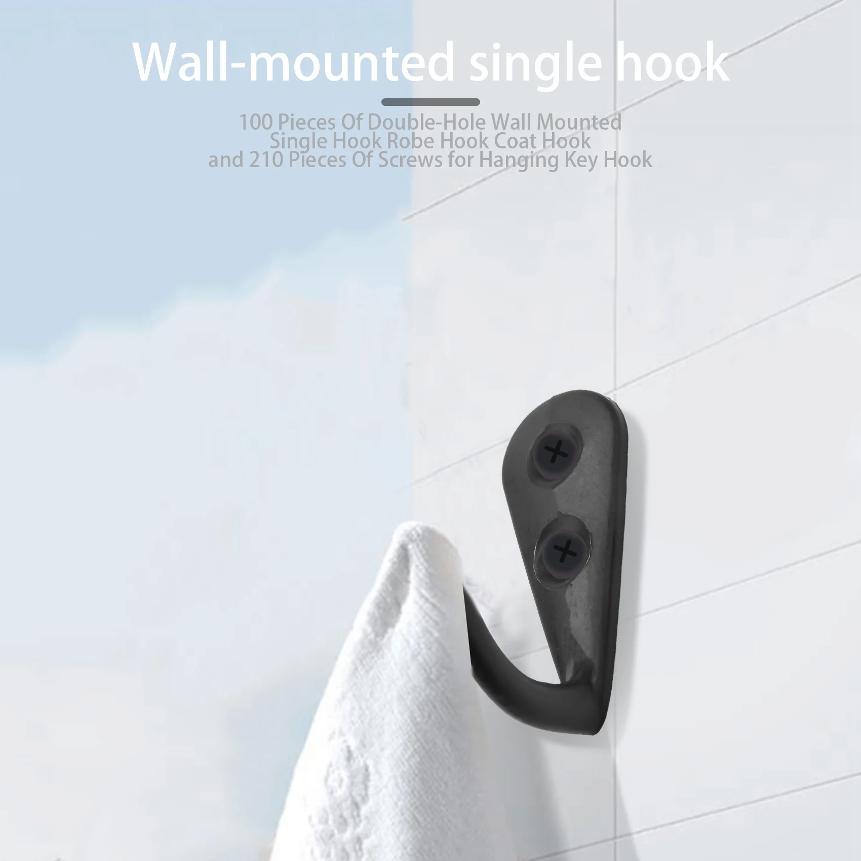 벽걸이형 더블 홀 싱글 후크 로브 후크, 코트 후크 및 열쇠 걸이용 나사 210, 100 개