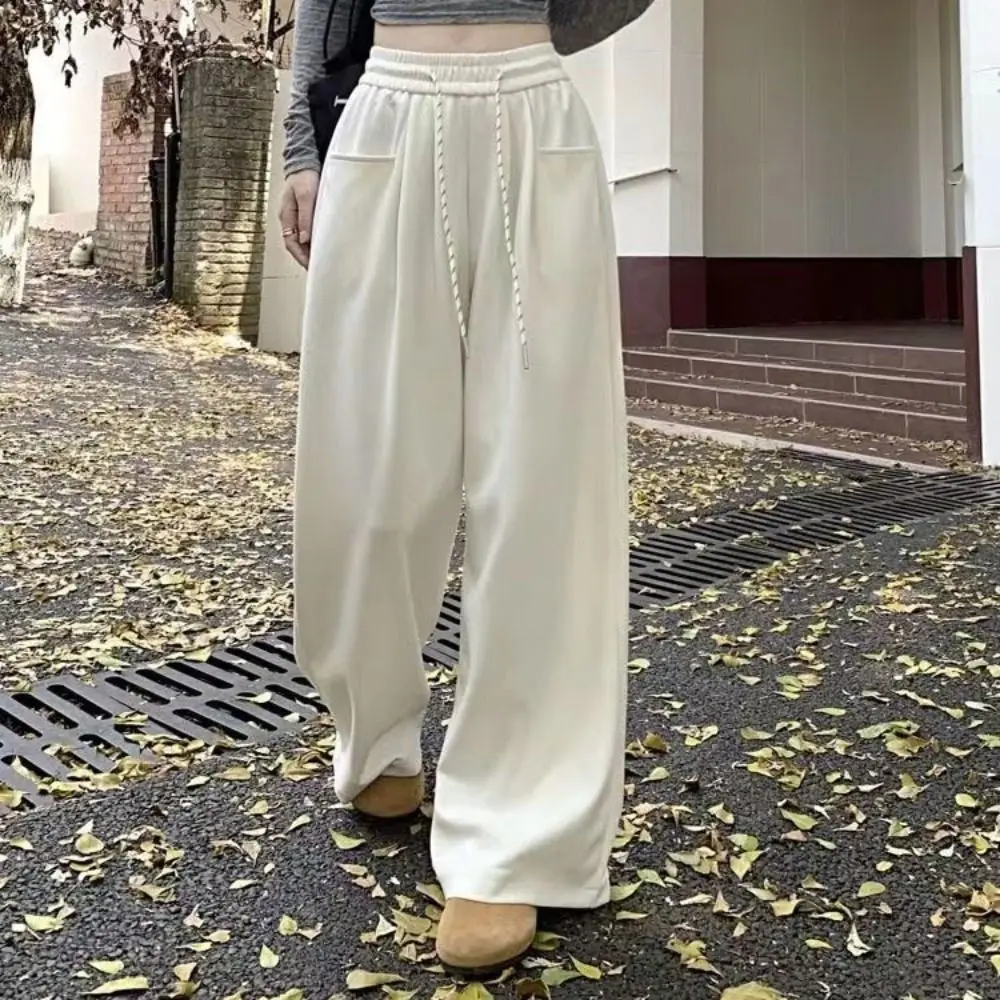 

Breathable Drawstring Straight Leg Pants Loose High Waist Casual Pants Women Autumn Workout Trousers Wide Leg Pants Jogging
