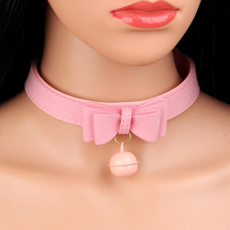 

Metal Costume Necklace Neckband Toys Leather Collar Bell Choker Slave Handmade Rivet
