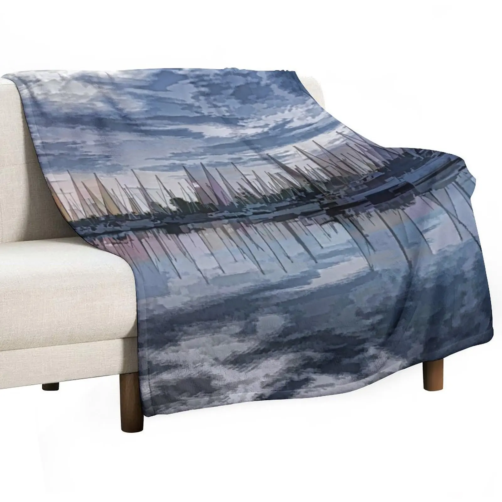 Sailboat Summer Impressions Throw Blanket Decorative Sofas Flannels Heavy Blankets