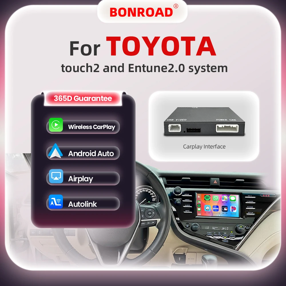 

BONROAD Wireless Carplay Android Auto Module For TOYOTA Touch2 Entune2.0 Highlander Tundra Sienna Prius Yaris Camry CHR Airplay