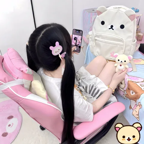 Милый рюкзак Rilakkuma с мультяшной вышивкой, вместительный школьный ранец для студентов, нейлоновые многофункциональные сумки