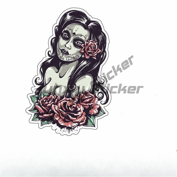 

Girl Skull Sticker Day of The Dead Popular Car Bike Bumper Sticker