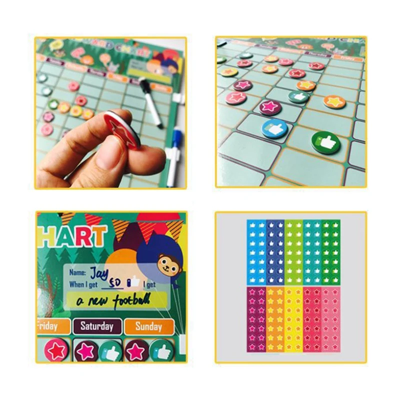 T84C-Kids مغناطيس عادات جيدة مخطط مكافأة الانضباط الذاتي الرسم البياني التعليمي لوحة تسجيل النمو المستخدمة على الحائط أو الثلاجة #2