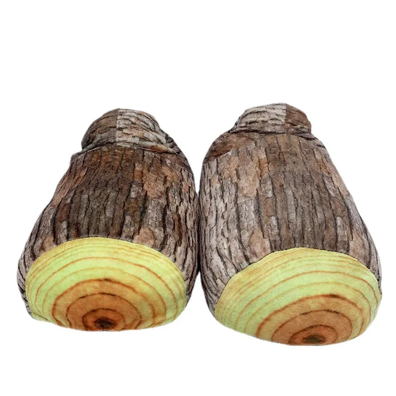 Fuuny Winter Slippers Creative Wooden Stakes Cotton Shoes Women Men Warm Plush Home Slippers Couple Floor Furry Slides