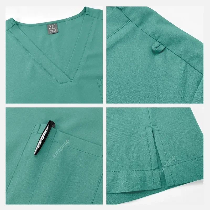 Uniforme médico de tecido elástico de secagem rápida para mulheres, Conjunto de enfermagem, Uniforme de cirurgia pediátrica, Acessórios de enfermagem