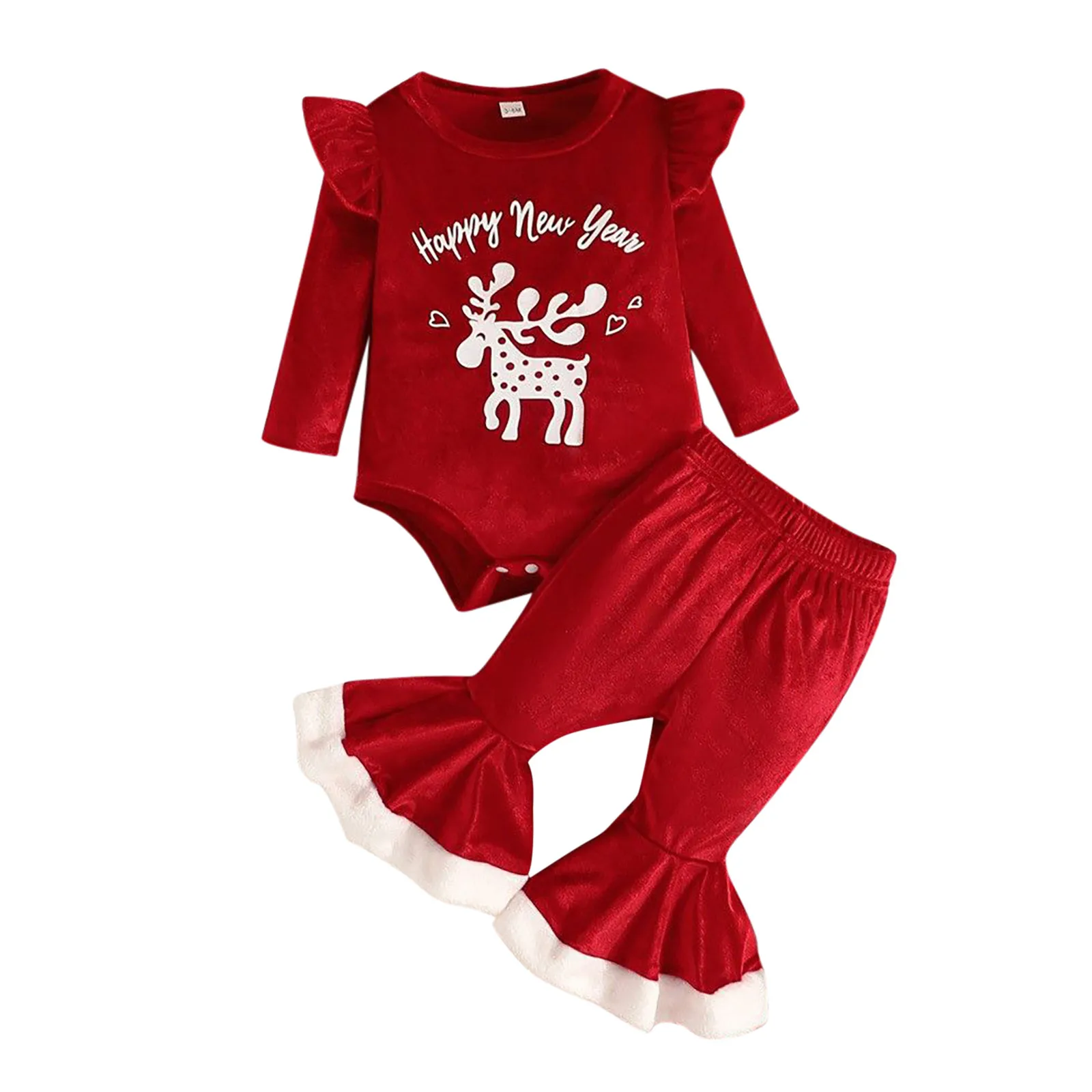 Roupa do Romper do Natal para o bebê recém-nascido, Bell Bottoms Pants, minhas primeiras roupas de Natal