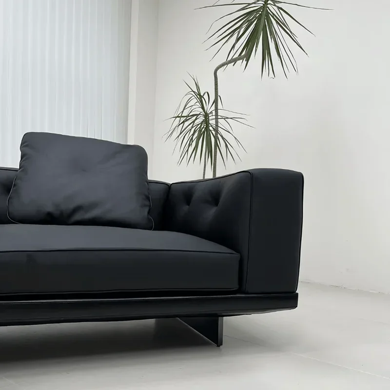 Sofa leather high-end designer light luxury extreme Italian simple straight row special-shaped suspended large apartment living