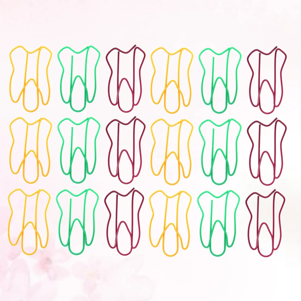 

50 Pcs Tooth Paper Clip Shaped Bookmark Clips Photo Party Gift Modeling Note Metal