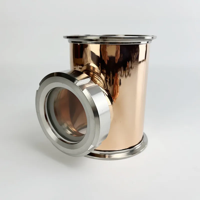 

4" Copper Sight Glass Union Tri-Clamp Tee 4"*4"*3",Distillation Lens Column For Home Brewing ,Length 150mm