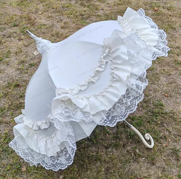 French Pagoda Lace Color Glue Sunscreen Lady Umbrella High Value, Flower Wedding Photography Umbrella Girl