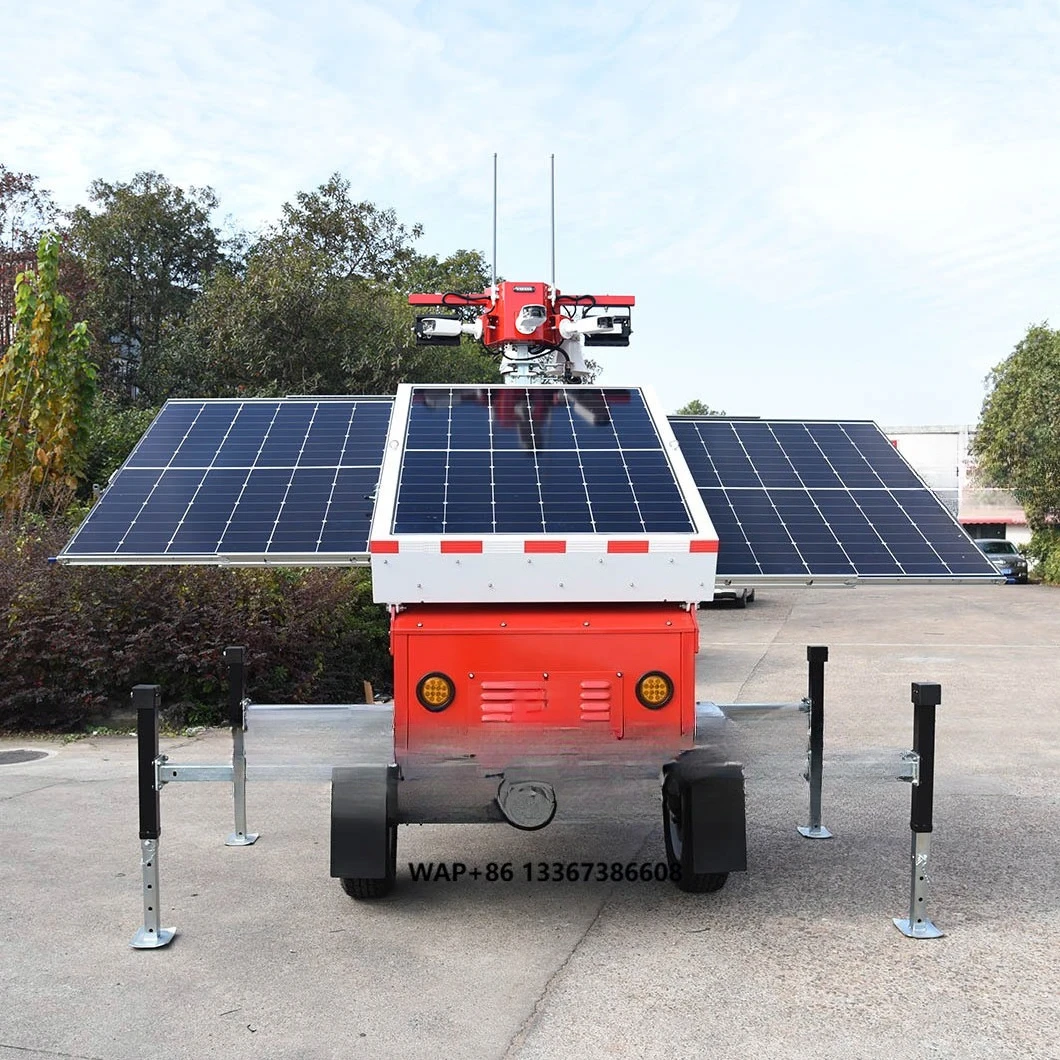 New Arrival Solar Power Cctv Trailer Energy System Solar Panel Mobile Surveillance Light Towers