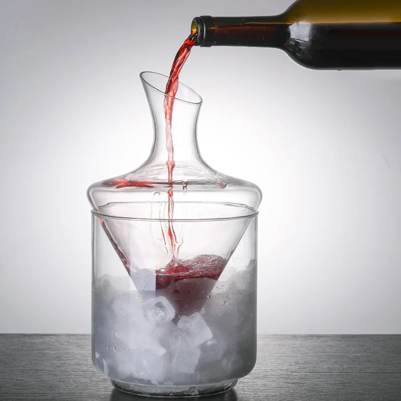 

Glass ice bucket, red wine decanter jug, household set, holder.