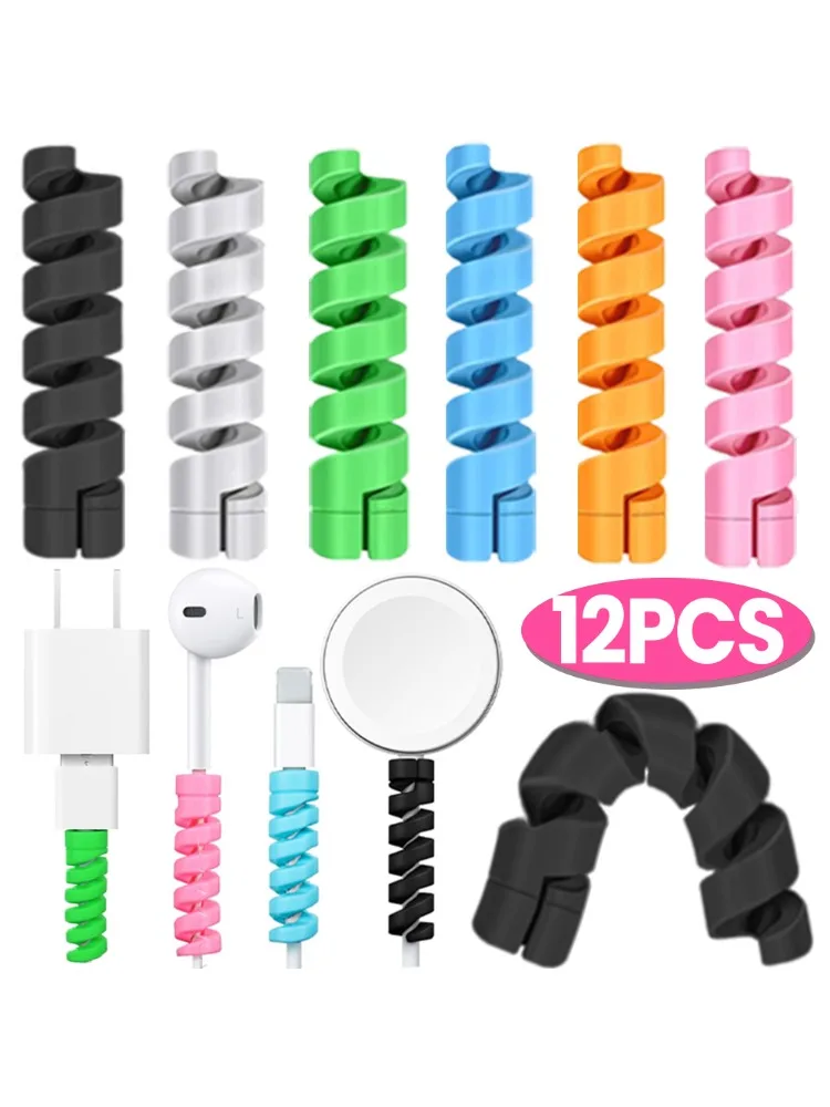 1-12 pièces câbles protecteur Charge Flexible spirale enrouleur fil câble enrouleur organisateur pour IPhone USB chargeur câble housse de protection