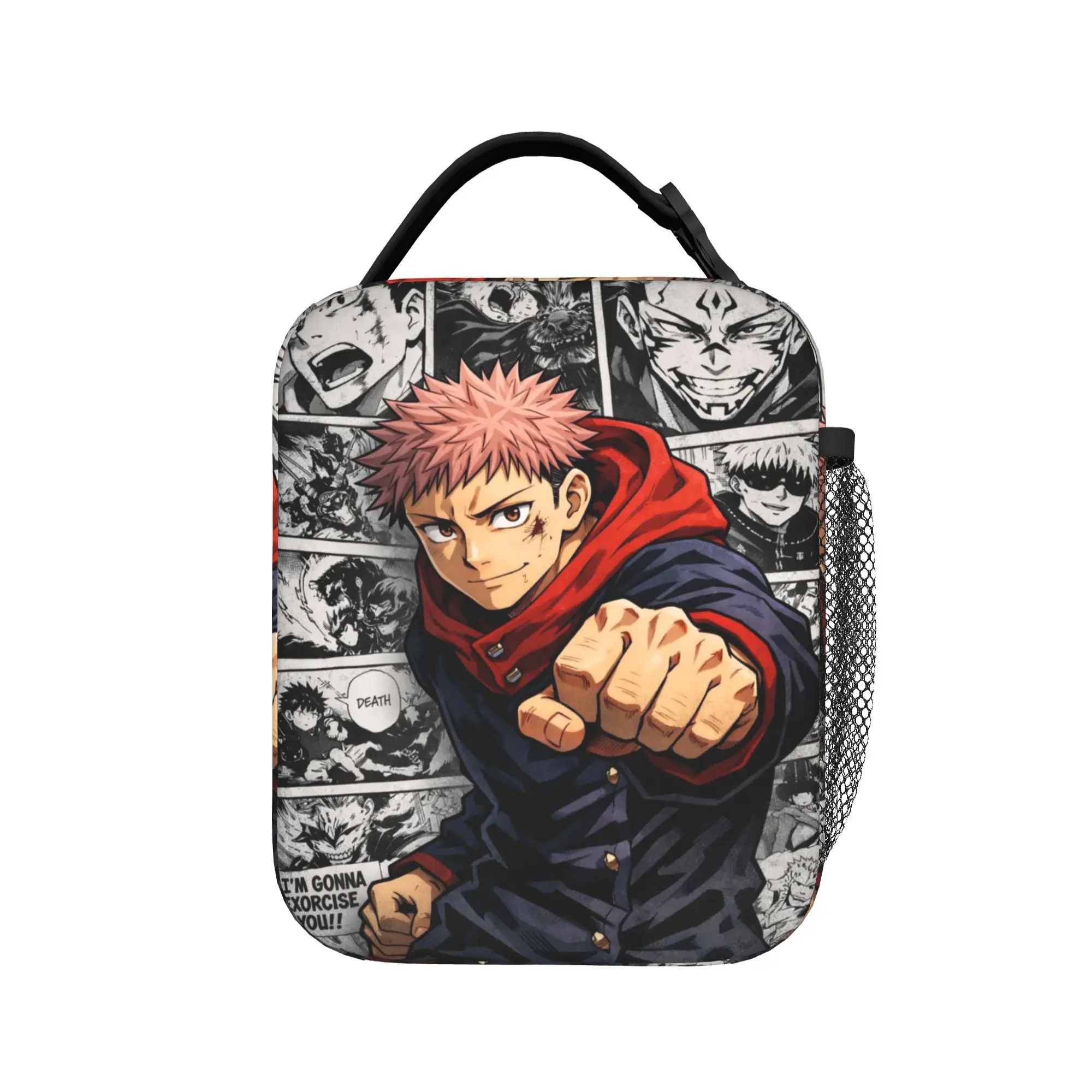Yuji Itadori Lunch Bag J-Jujutsus K-Kaisens Lustige Lunchbox für Frauen, Outdoor-Picknick-Kühltasche, wasserdichte Tragetasche für Lebensmittel – Detail 3