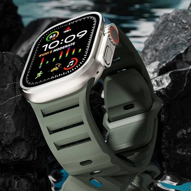 Silikonowy pasek do Apple Watch Ultra 2 3, opaska 49mm 45mm 44mm 42mm 46mm, akcesoria, bransoletka correa, iWatch 11 10 9 8 7 6 SE 5 4